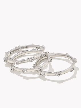Kendra Scott Silver Crystal Accent Stacking Ring-Single